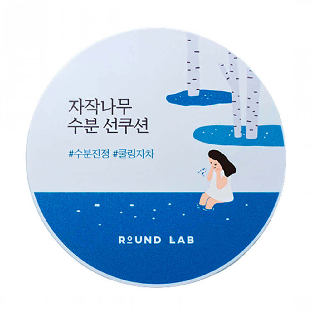 Сонцезахисний кушон для обличчя Round Lab Birch Juice Moisturizing Sun Cushion SPF 50+ PA++++ з березовим соком, 15 г